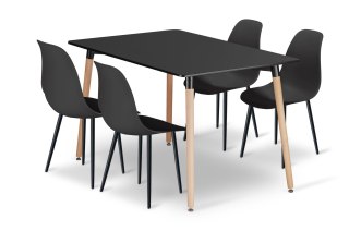 Zestaw Stół ADRIA 120cm x 80cm - czarny + 4 krzesła WAT czarne / nogi czarne