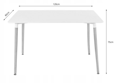 Zestaw Stół ADRIA 120cm x 80cm - czarny + 4 krzesła WAT czarne / nogi czarne