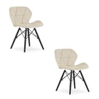 Krzesło LAGO Aksamit - beż / nogi czarne x 2