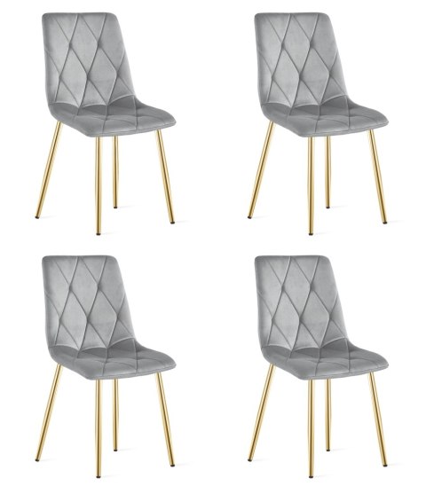 Krzesło LIBRA - aksamit szary jasny / nogi złote x 4