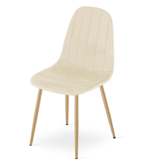 Krzesło PADVA - aksamit beż jasny / nogi dąb x 1