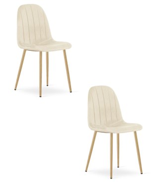 Krzesło PADVA - aksamit beż jasny / nogi dąb x 2