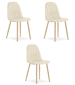 Krzesło PADVA - aksamit beż jasny / nogi dąb x 3