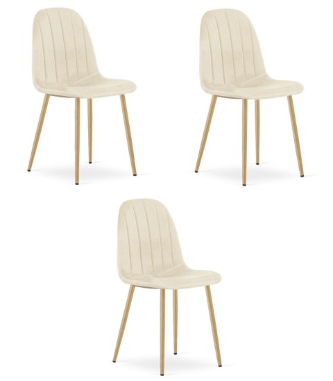 Krzesło PADVA - aksamit beż jasny / nogi dąb x 3