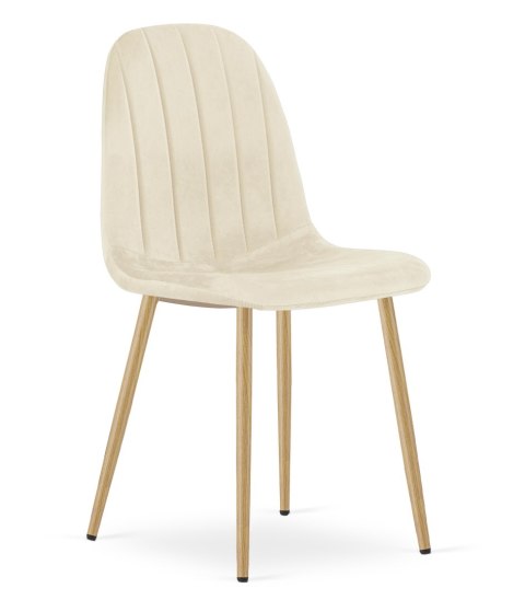 Krzesło PADVA - aksamit beż jasny / nogi dąb x 3