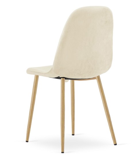 Krzesło PADVA - aksamit beż jasny / nogi dąb x 3