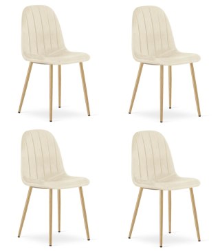 Krzesło PADVA - aksamit beż jasny / nogi dąb x 4