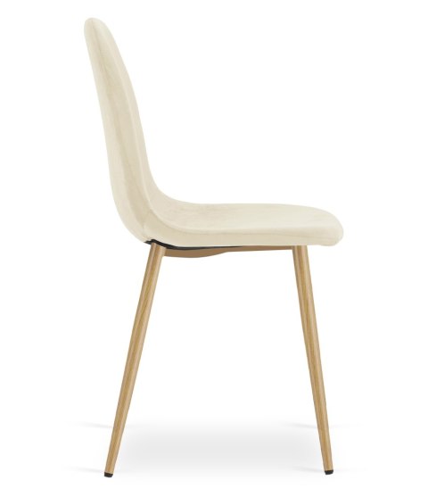 Krzesło PADVA - aksamit beż jasny / nogi dąb x 4