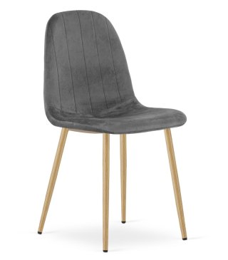 Krzesło PADVA - aksamit szary ciemny / nogi dąb x 1
