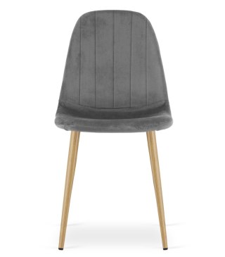Krzesło PADVA - aksamit szary ciemny / nogi dąb x 1