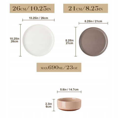 NOWOCZESNY SERWIS OBIADOWO DESEROWY HARMONY 24 ELEMENTY/ 8 OSÓB