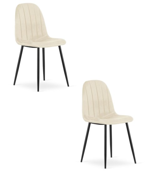 Krzesło PADVA - aksamit beż jasny / nogi czarne x 2