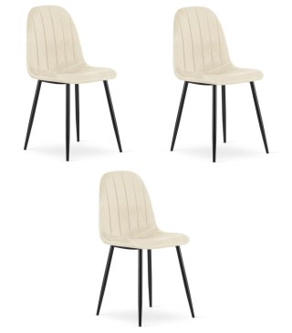 Krzesło PADVA - aksamit beż jasny / nogi czarne x 3