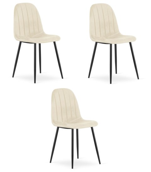 Krzesło PADVA - aksamit beż jasny / nogi czarne x 3