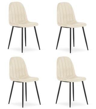 Krzesło PADVA - aksamit beż jasny / nogi czarne x 4