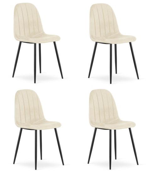 Krzesło PADVA - aksamit beż jasny / nogi czarne x 4