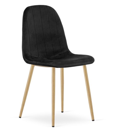 Krzesło PADVA - aksamit czarny / nogi dąb x 2