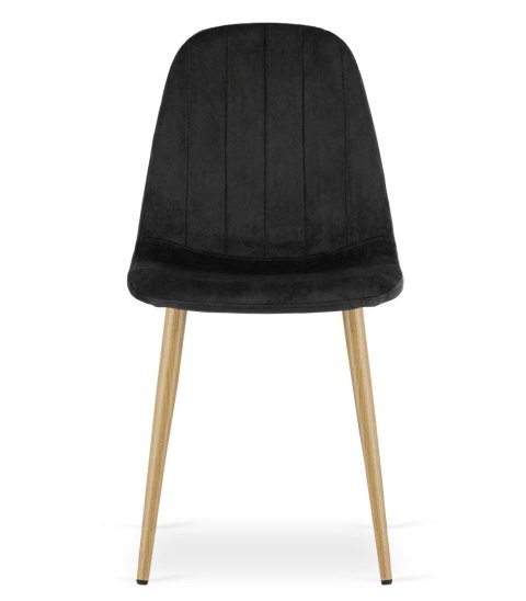 Krzesło PADVA - aksamit czarny / nogi dąb x 2
