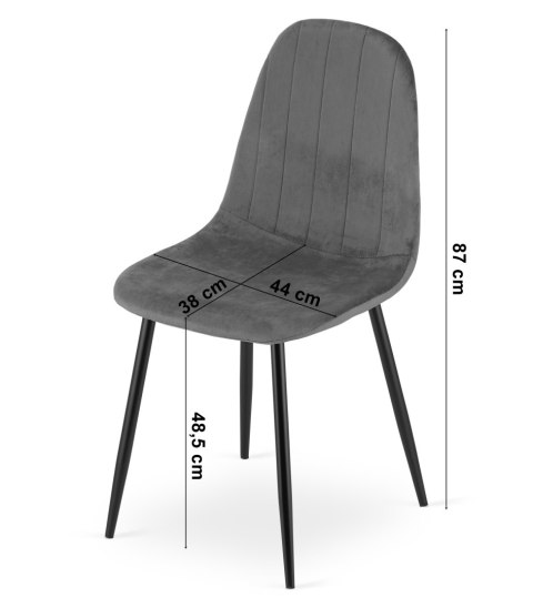 Krzesło PADVA - aksamit czarny / nogi dąb x 2