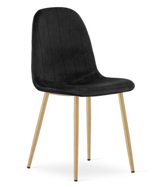 Krzesło PADVA - aksamit czarny / nogi dąb x 3