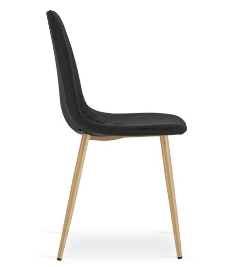 Krzesło PADVA - aksamit czarny / nogi dąb x 3