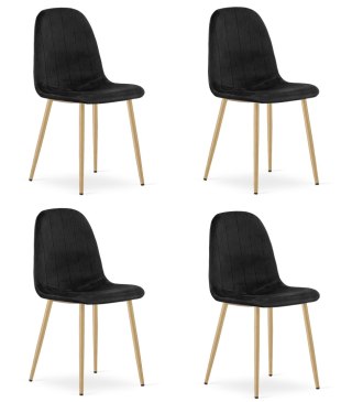 Krzesło PADVA - aksamit czarny / nogi dąb x 4
