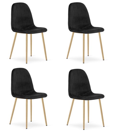 Krzesło PADVA - aksamit czarny / nogi dąb x 4