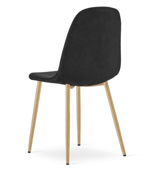 Krzesło PADVA - aksamit czarny / nogi dąb x 4