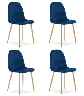 Krzesło PADVA - aksamit granat / nogi dąb x 4