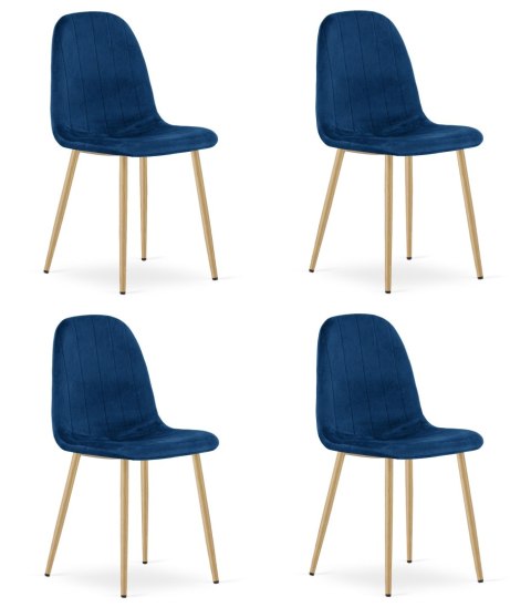 Krzesło PADVA - aksamit granat / nogi dąb x 4