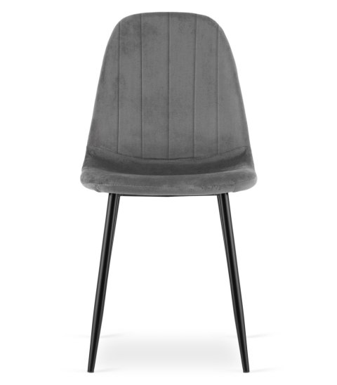 Krzesło PADVA - aksamit szary ciemny / nogi czarne x 3
