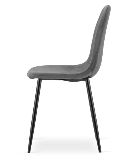 Krzesło PADVA - aksamit szary ciemny / nogi czarne x 3