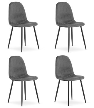 Krzesło PADVA - aksamit szary ciemny / nogi czarne x 4