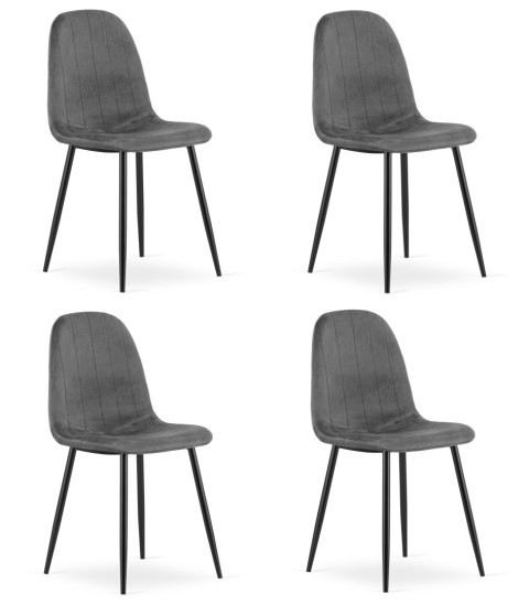 Krzesło PADVA - aksamit szary ciemny / nogi czarne x 4