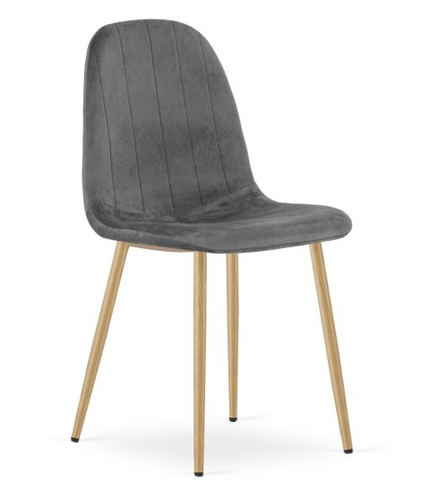 Krzesło PADVA - aksamit szary ciemny / nogi dąb x 2