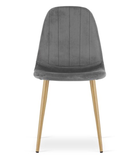 Krzesło PADVA - aksamit szary ciemny / nogi dąb x 3