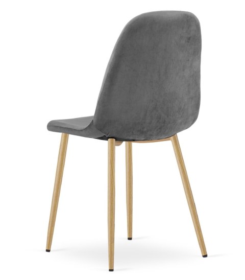 Krzesło PADVA - aksamit szary ciemny / nogi dąb x 3