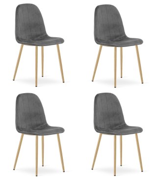 Krzesło PADVA - aksamit szary ciemny / nogi dąb x 4