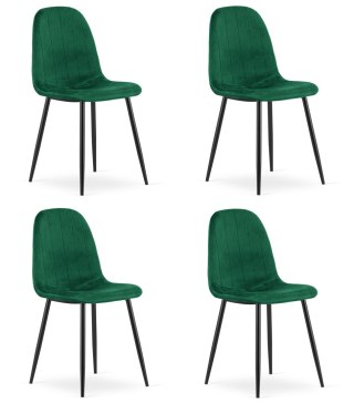 Krzesło PADVA - aksamit zieleń / nogi czarne x 4