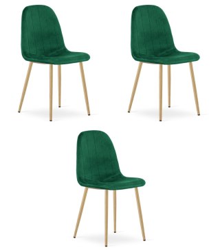 Krzesło PADVA - aksamit zieleń / nogi dąb x 3