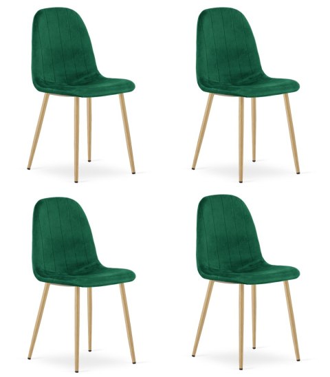 Krzesło PADVA - aksamit zieleń / nogi dąb x 4