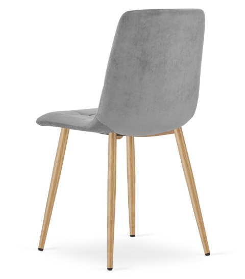 Krzesło KARA - aksamit szary jasny / nogi dąb x 1