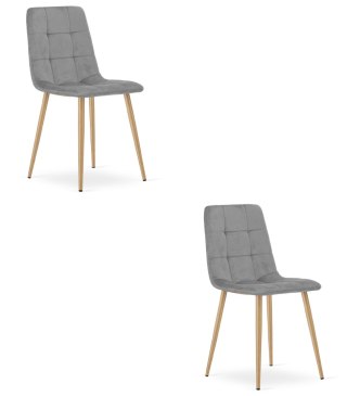 Krzesło KARA - aksamit szary jasny / nogi dąb x 2