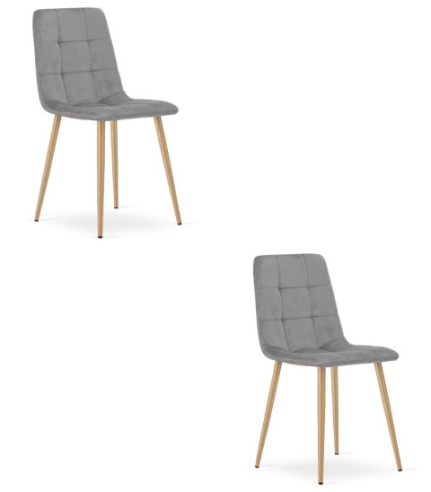 Krzesło KARA - aksamit szary jasny / nogi dąb x 2