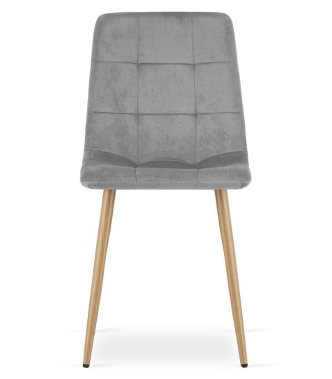 Krzesło KARA - aksamit szary jasny / nogi dąb x 2