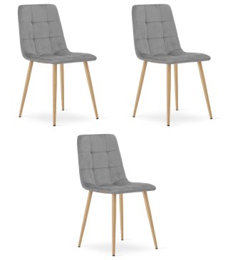 Krzesło KARA - aksamit szary jasny / nogi dąb x 3