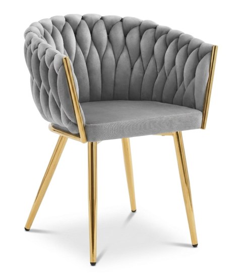 Krzesło ORION - aksamit szary jasny / nogi złote x 2