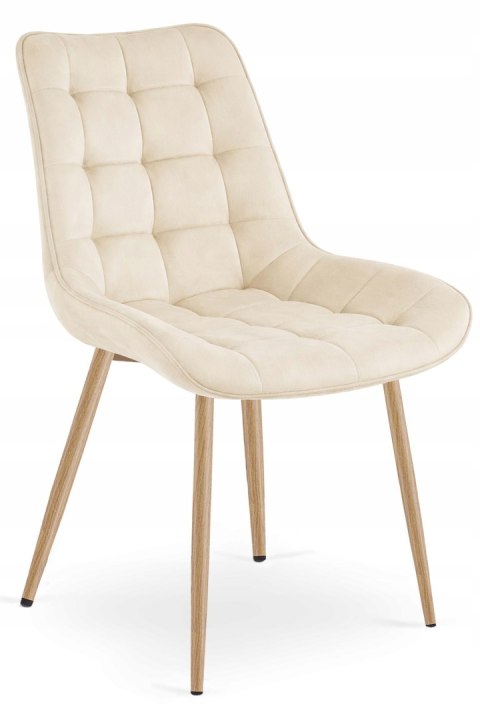 Krzesło BERA - aksamit beż jasny / nogi dąb x 1