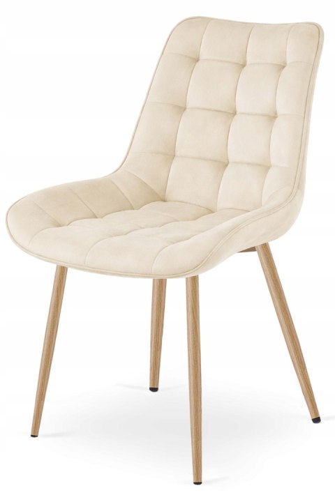 Krzesło BERA - aksamit beż jasny / nogi dąb x 1