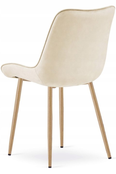 Krzesło BERA - aksamit beż jasny / nogi dąb x 1